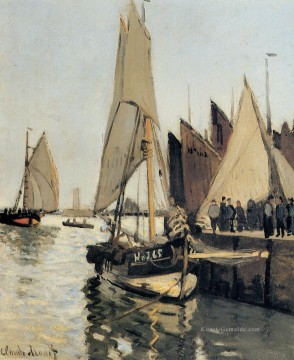  gelb Kunst - Segelboote bei Honfleur Claude Monet